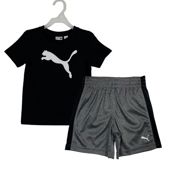 Puma Baby Boys T- Shirt & Shorts Set Size 24 Months Black/Gray Summer Outfit - Picture 1 of 7